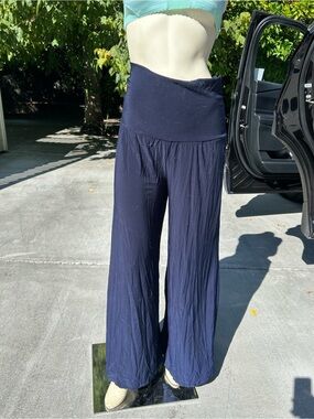 Navy Wide Leg Palazzo Pants